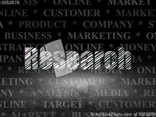 Image of Marketing concept: Research in grunge dark room