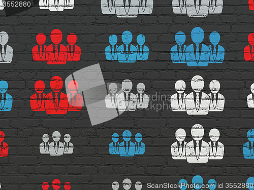 Image of Advertising concept: Business People icons on wall background
