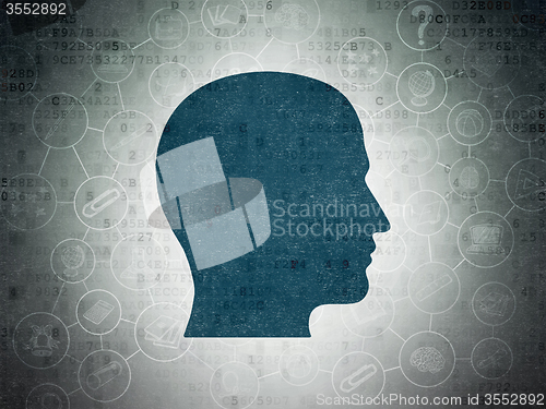 Image of Studying concept: Head on Digital Paper background