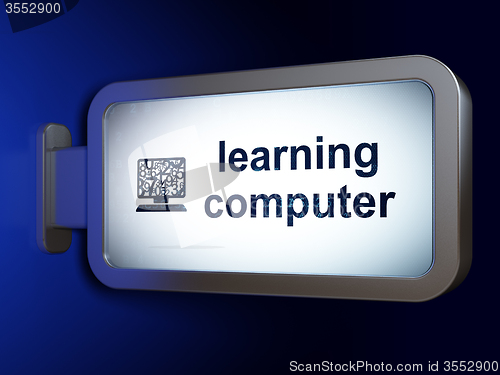 Image of Studying concept: Learning Computer and Computer Pc on billboard background