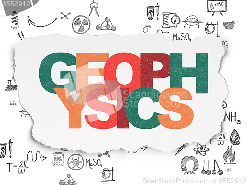 Image of Science concept: Geophysics on Torn Paper background