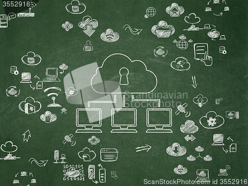 Image of Cloud networking concept: Cloud Network on School Board background