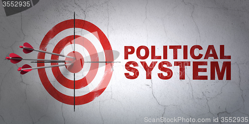 Image of Politics concept: target and Political System on wall background