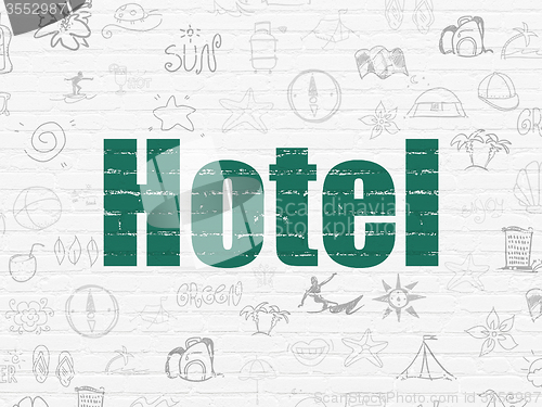 Image of Vacation concept: Hotel on wall background