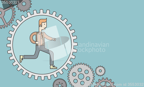 Image of Man running inside the gear.