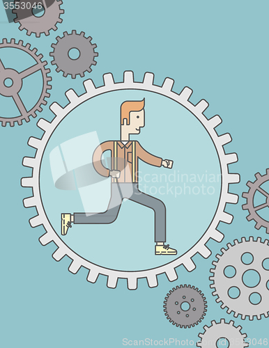 Image of Man running inside the gear.