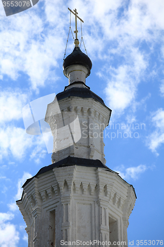 Image of  white bell tower