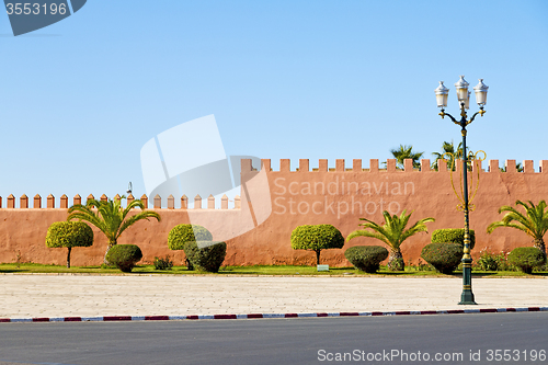 Image of dome    old ruin in         morocco and sky       street lamp