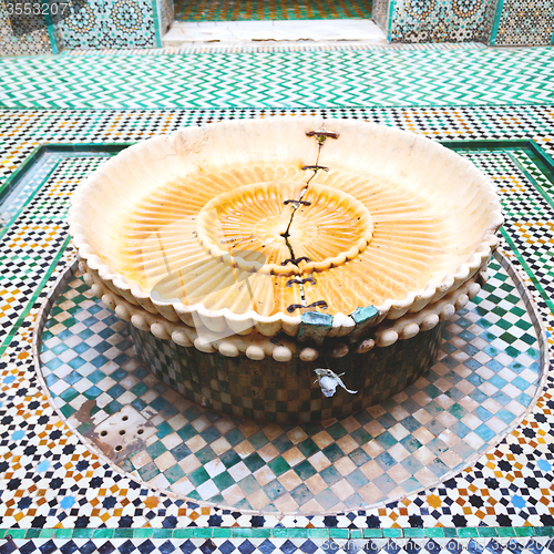 Image of fountain in morocco africa old antique construction  mousque pal