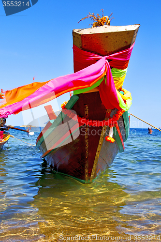 Image of boat prow  in the  kho tao bay   south china sea 