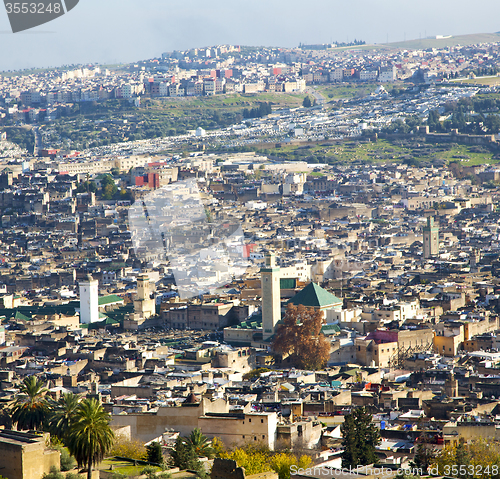 Image of from high in the village morocco africa field and constructions