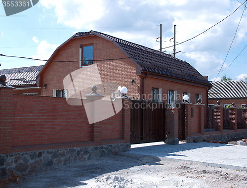 Image of home and brick fence