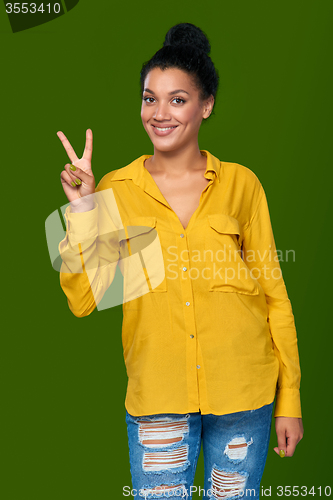 Image of Woman showing one finger