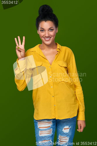 Image of Woman showing one finger