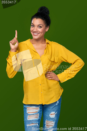 Image of Woman showing one finger