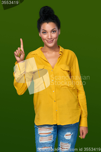 Image of Woman showing one finger