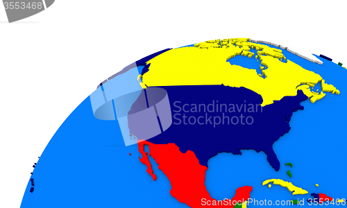 Image of north America on Earth political map