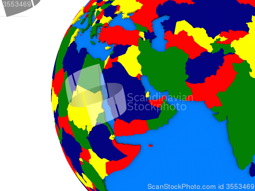 Image of Middle east region on political globe