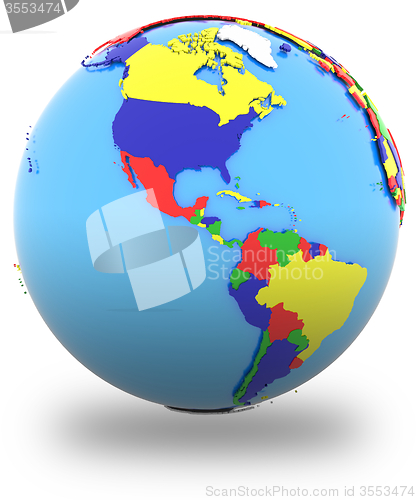 Image of Western hemisphere on the globe