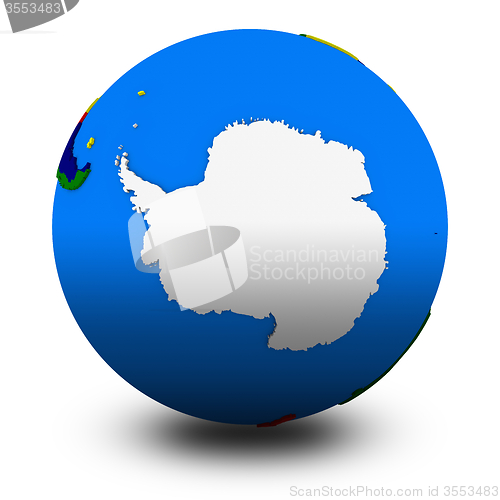 Image of Antarctica on political globe illustration