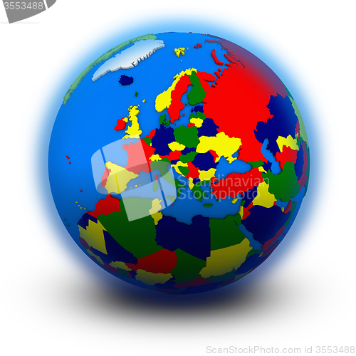 Image of Europe on political globe