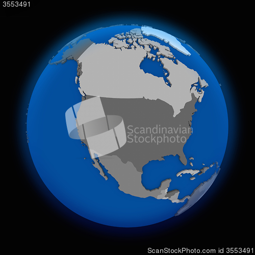 Image of north America on political Earth