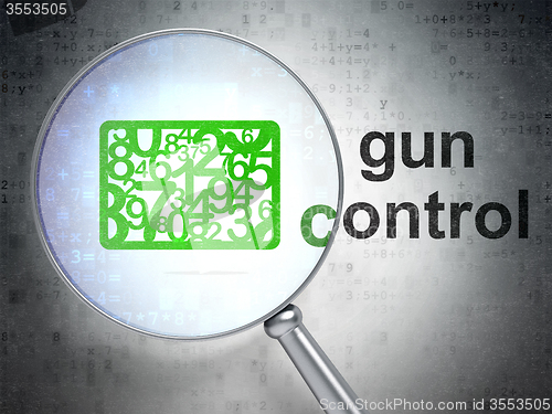 Image of Security concept: Numbers and Gun Control with optical glass