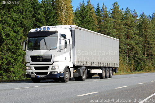 Image of White MAN TGX 18.440 Semi Truck on the Road
