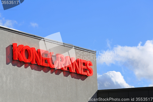 Image of Sign Konecranes and Blue Sky Clouds