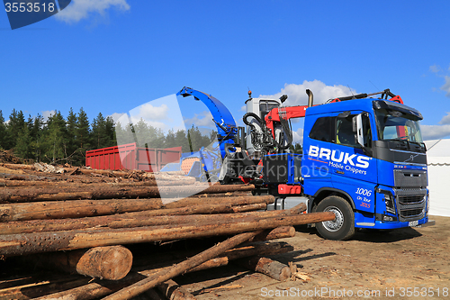 Image of Woodchipper Mounted on Volvo FH16 Truck