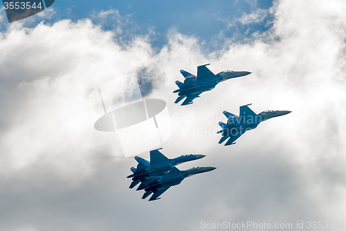 Image of Group flight of russian pilotage team on SU-27