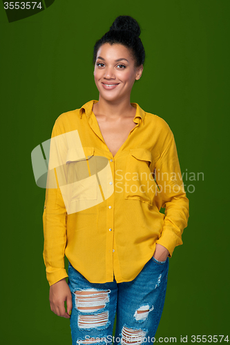 Image of Smiling carefree mixed race woman