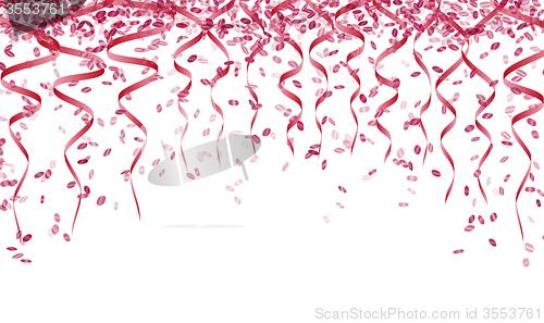 Image of pink confetti and ribbons