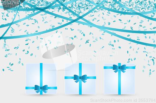 Image of three presents and confetti