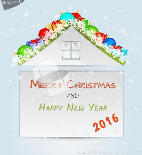 Image of roof with many christmas objects