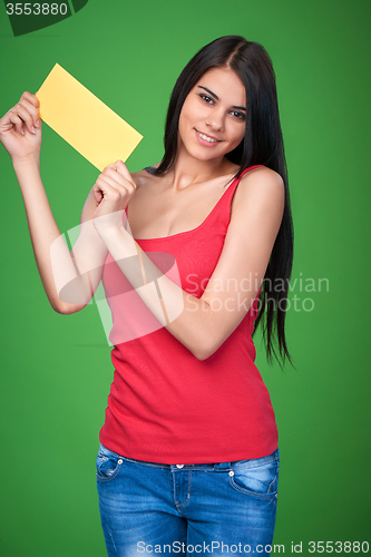 Image of Girl holding blank paper banner