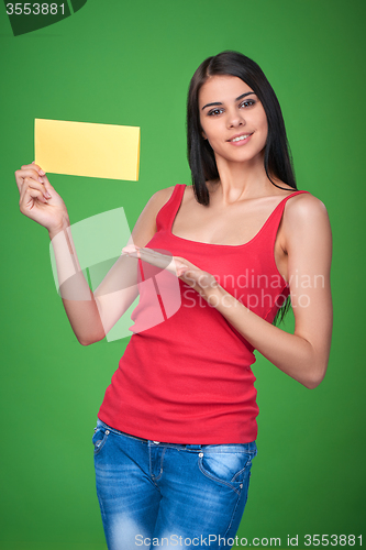 Image of Girl holding blank paper banner