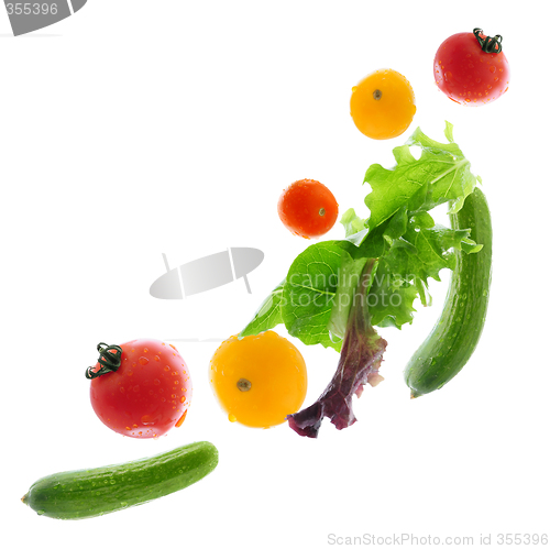 Image of Fresh vegetables flying