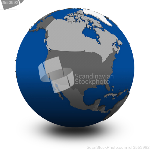 Image of north America on political globe illustration