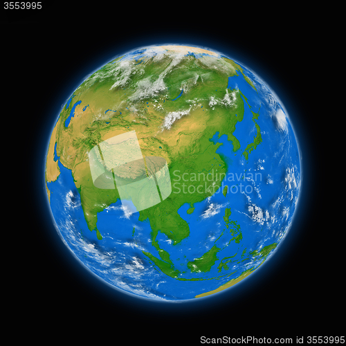 Image of Southeast Asia on planet Earth