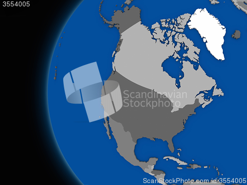 Image of north american continent on political Earth