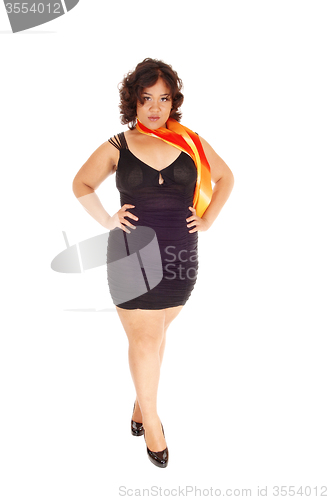 Image of Pretty full size woman black dress.