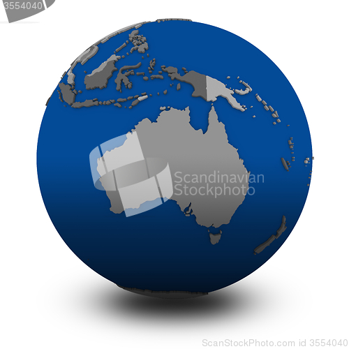 Image of Australia on political globe illustration