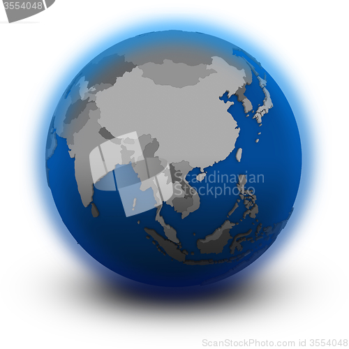 Image of southeast Asia on political globe