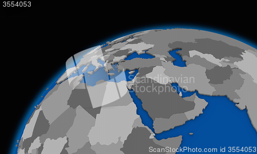 Image of middle east region on planet Earth political map