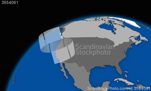 Image of north America on planet Earth political map