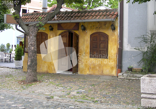 Image of old historic building  bohemian quarter  Skadarlija Belgrade Ser