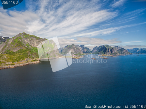 Image of Scenic aerial view of Lofoten islands