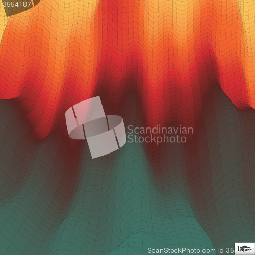 Image of Fire Vector Background. Mosaic Abstract Mesh Illustration. 