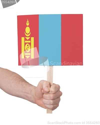 Image of Hand holding small card - Flag of Mongolia